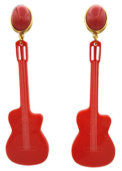 Ohrstecker rot mit Laser-Cut Gitarre in rot