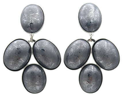 Jumbo-Cluster ovale Cabochons grau-marmoriert