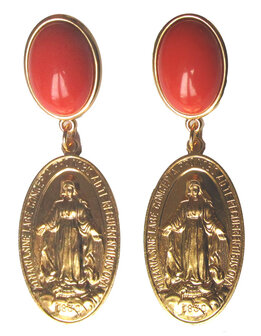 Medaille mit Darstellung Maria an wachsweissem Cabochon