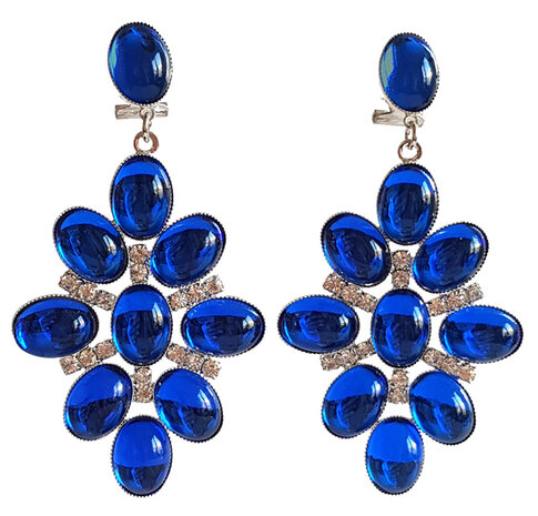 Chandelier ovale saphirblaue Cabochons mit kristall