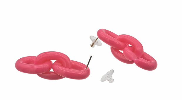 Ohrstecker Acryl-Glieder pink