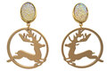 Ohrstecker-Acryl-Cabochon-funkelnd-mit-Laser-cut-Ornament-Hirsch-gold-bronze